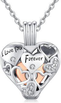 wholesale 925 Sterling Silver Forever Love Heart Cremation Pendant Necklace with Cubic Zirconia Accents and Paw Print Charm - Pet Memorial Jewelry for Women & Men-1-I love you forever