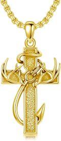 wholesale Sterling Silver Deer Antler Cross Necklace for Men Hunting Jewelry Gift-0-20