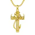 wholesale 925 Sterling Silver Black Enamel Deer Antlers Cross Pendant Necklaces Wholesale with Stainless steel chain for Men -0-20