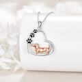 wholesale 925 Sterling Silver Dachshund Dog Paw Print Heart Pendant Necklace for Women-0-2