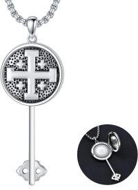 wholesale Sterling Silver Jerusalem Cross Photo Locket Key Jewelry Gift-Customized Photo + Engraving-Customized Photos-Locket Only-Customized Engraving