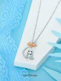 wholesale 925 Sterling Silver Opal Frog Lotus Flower Pendant Necklace for Women-0-5