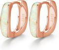 wholesale 925 Sterling Silver & Rose Gold Plated Opal Huggie Hoop Earrings for Women-0-0