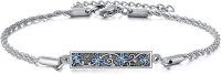 wholesale 925 Sterling Silver Blue Enamel Flower Pattern Chain Bracelet for Women-Butterfly
