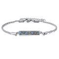wholesale 925 Sterling Silver Oxidized Blue Enamel Floral Bar Bracelet For Women-0-0