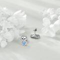 wholesale 925 Sterling Silver Animal Stud Earrings - Monkey with Blue Heart Crystal-0-3