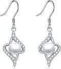 wholesale 925 Sterling Silver Celtic Knot Pearls Leverback Earrings with Cubic Zirconia and Heart Shape Design-0-0