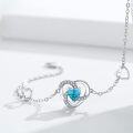 wholesale 925 Sterling Silver Blue Turquoise Heart Charm Anklet - Adjustable Size Valentines Day Gifts for Her-0-1