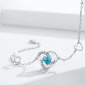 wholesale 925 Sterling Silver Blue Turquoise Heart Charm Anklet - Adjustable Size Valentines Day Gifts for Her-0-1