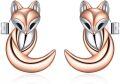 wholesale 925 Sterling Silver Rose Gold Fox Stud Earrings - Cute Lucky  for Women & Girls-0-0
