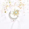 wholesale 925 Sterling Silver Moonstone Sun Moon Adjustable Ring for Women-0-1