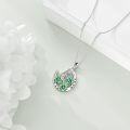 wholesale 925 Sterling Silver Green Enamel Horseshoe & Shamrock Pendant Necklace-0-4