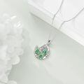 wholesale 925 Sterling Silver Green Enamel Horseshoe & Shamrock Pendant Necklace-0-4