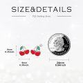 wholesale 925 Sterling Silver Red Cherry Stud Earrings with Green Leaves and Heart-Shaped Design-0-2