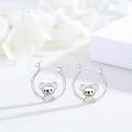 wholesale 925 Sterling Silver Koala Bear Heart Huggie Hoop Earrings for Sensitive Ears-0-1