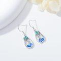 wholesale Sterling Silver Blue Opal Palm Tree Earrings Teardrop Ocean Wave Jewelry-0-16