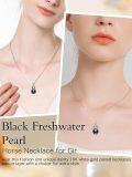 wholesale 925 Sterling Silver Unicorn & Black Freshwater Pearl Pendant Necklace for Women-0-3