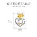 wholesale 925 Sterling Silver I Love You Mom Heart Pendant Necklace Gold Flower Cubic Zirconia-0-5