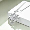 wholesale 925 Sterling Silver Heart Pendant Necklace with Cubic Zirconia and Engraved Message Thank You - Perfect Mothers Day or Birthday Gift for Mom Grandmother-0-4