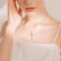 wholesale 925 Sterling Silver Jesus Script Cross Pendant Necklace for Women - Christian Gifts-0-3
