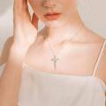 wholesale 925 Sterling Silver Cross Necklace with Stone for Women, Religious Christian Jewelry Gift-0-3