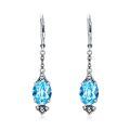 wholesale 925 Sterling Silver Blue Drop Earrings Wholesale With Cubic Zirconia-0-0