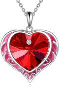 wholesale Sterling Silver Austrian Crystals Love Heart Pendant Necklace for Women-0-5