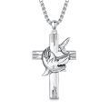 wholesale 925 Sterling Silver Shark on Cross Pendant Necklace for Women and Men - Religious  for Christmas & Birthdays-0-0