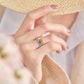 wholesale 925 Sterling Silver Amber Adjustable Rings for Women Vintage Gift-0-3