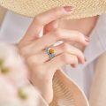 wholesale 925 Sterling Silver Amber Adjustable Rings for Women Vintage Gift-0-3