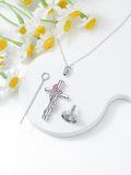 wholesale Butterfly Cross Urn Necklaces For Ashes Women White Gold Plated S925 Sterling Silver Funnel Filler Memorial Cremation Jewelry With Birthstone Sympathy Xmas Gifts For Women Loss Of Loved One -0-2