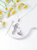 TOUPOP White Gold Plated S925 Sterling Silver with Birthstone Butterfly Urn Necklace for Ashes-0-2