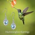 wholesale 925 Sterling Silver Blue Moonstone Hummingbird Filigree Oval Drop Earrings-0-5
