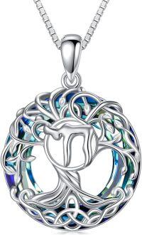 wholesale Sterling Silver Crystal Tree of Life Necklace Celtic Knot Jewelry for Women-Hebrew Chai