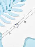 wholesale TOUPOP Anklet For Women Moonstone Sea Turtle Anklet Bracelet Sterling Silver Adjustable Foot Anklet Fine Jewelry Ocean Beach Gifts For Women (dolphin Anklets 9+2inch) -0-3