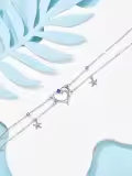 TOUPOP Sterling Silver Moonstone Women's Sea Turtle Adjustable Anklet Bracelet-0-3