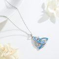 wholesale 925 Sterling Silver Blue Opal Triquetra Pendant Necklaces for Women and Men-0-1