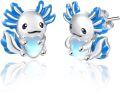 wholesale 925 Sterling Silver Blue Axolotl Moonstone Heart Stud Earrings for Women Gift-0-0