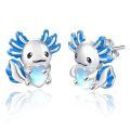 wholesale 925 Sterling Silver Blue Axolotl Moonstone Heart Stud Earrings for Women Gift-0-0