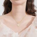 wholesale 14k Gold Crescent Moon And Stars Pendant With Mother Of Pearl And Purple Gemstones-0-2