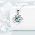 wholesale 925 Sterling Silver Lotus Flower Abalone Shell Triangle Pendant Necklace for Women-0-2