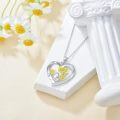 wholesale 925 Sterling Silver Yellow Daisy Floral Heart Pendant Necklace for Women-0-2