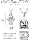 wholesale 925 Sterling Silver Basketball Hoop Pendant Necklace Sporty Gifts for Women Girls-0-3