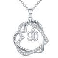 TOUPOP 925 Sterling Silver Heart Pendant Necklace 90th Birthday Gifts-0-0