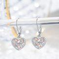 wholesale 925 Sterling Silver Heart-Shaped Filigree Leverback Earrings with Rose Gold Hearts and Swarovski Crystals-0-3