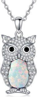 wholesale  Sterling Silver Lapis Turquoise Malachite Larimar Opal Owl Necklace Gift -0-20