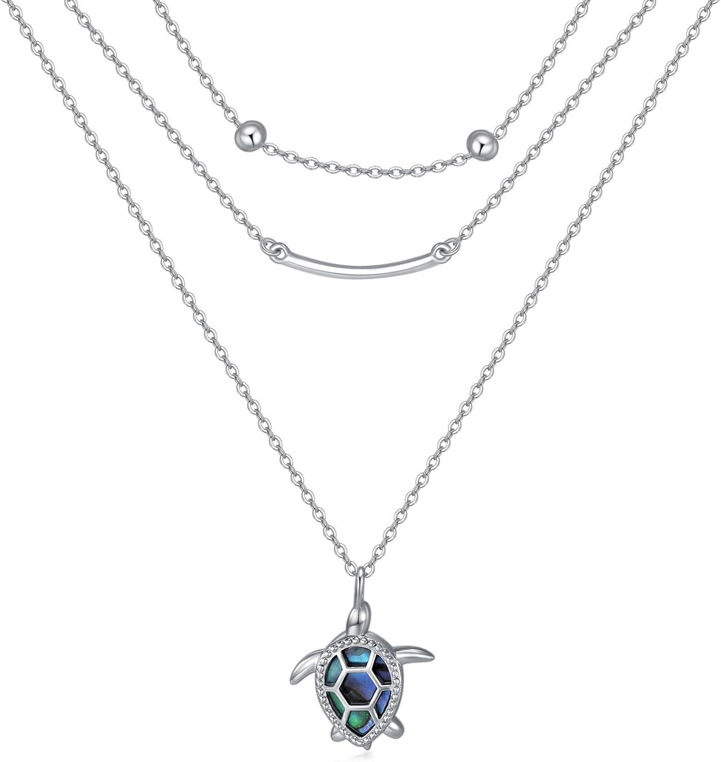 Sterling Silver Lotus Flower Turtle Planet Star Pendant Necklace-Turtle