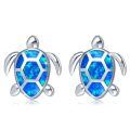 wholesale 925 Sterling Silver Blue Opal Sea Turtle Stud Earrings Hawaiian Beach s for Women Girlfriend-0-0