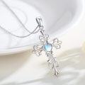 wholesale  Sterling Silver Moonstone Birthstone Irish Cross Pendant Necklace for Women -0-1