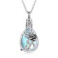 wholesale 925 Sterling Silver Moonstone Rose Pendant Necklace-0-0